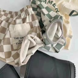 Summer Suit New American Baby Suit TZ230137 Short Sleeve Plaid Shorts Thin Two-Piece Suit