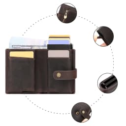 Crazy Horse Leather RFID Credit Card Holder Mens Double Anti Rfid Bank Cardholder Case Wallet Metal Business Minimalist Purse