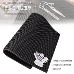 Barber Station Mat Cushion Non-slip Black Pad Hairdress Organizer for Clippers Scissors Trimmers Brushes Storage Tool