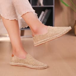 Men's casual vulcanized shoes Women's flat shoes Hand stitched casual comfortable linen shoes Light lazy shoes