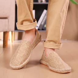 Men's casual vulcanized shoes Women's flat shoes Hand stitched casual comfortable linen shoes Light lazy shoes