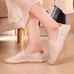 Men's casual vulcanized shoes Women's flat shoes Hand stitched casual comfortable linen shoes Light lazy shoes