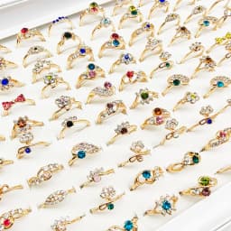 20pcs/Lot Jewelry Factory Wholesale New Big Zircon Rhinestone Finger Rings For Women Mix Style Wedding Decorate Girl Party Gifts