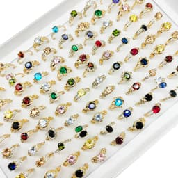 20pcs/Lot Jewelry Factory Wholesale New Big Zircon Rhinestone Finger Rings For Women Mix Style Wedding Decorate Girl Party Gifts