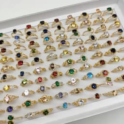 20pcs/Lot Jewelry Factory Wholesale New Big Zircon Rhinestone Finger Rings For Women Mix Style Wedding Decorate Girl Party Gifts
