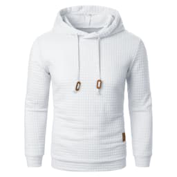 Autumn/Winter men's jacquard plaid hoodie long sleeve hoodie warm color hooded sweatshirt coat