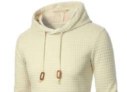 Autumn/Winter men's jacquard plaid hoodie long sleeve hoodie warm color hooded sweatshirt coat