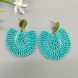 Beaded earrings Crystal Originality Water drop Alloy Graph Colour Hand knitting Bohemia Tide Simple Rice bead earrings