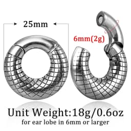 Giga 6mm Ear Hoop Stretcher Weights for Stretched Ears, 2g Stainless Steel 316L Ear Plugs Hanger Expander Body Piercing Jewelry