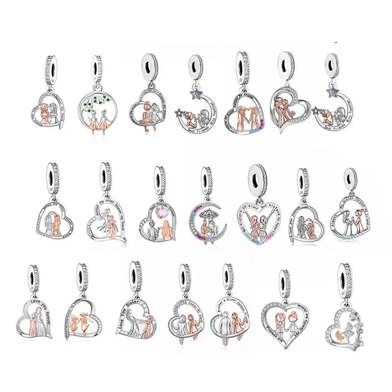 FC Jewelry Fit Original Charm Bracelet 925 Silver Always My Sister Forever My Friends Bead For Making Women Birthday Berloque