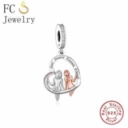 FC Jewelry Fit Original Charm Bracelet 925 Silver Always My Sister Forever My Friends Bead For Making Women Birthday Berloque