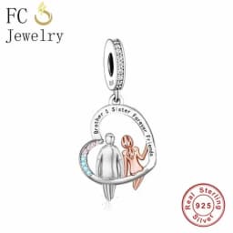 FC Jewelry Fit Original Charm Bracelet 925 Silver Always My Sister Forever My Friends Bead For Making Women Birthday Berloque