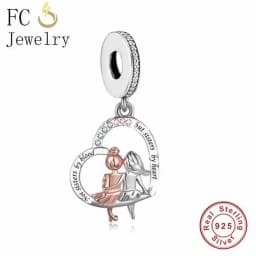 FC Jewelry Fit Original Charm Bracelet 925 Silver Always My Sister Forever My Friends Bead For Making Women Birthday Berloque