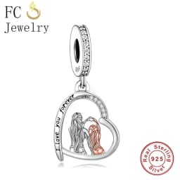 FC Jewelry Fit Original Charm Bracelet 925 Silver Always My Sister Forever My Friends Bead For Making Women Birthday Berloque