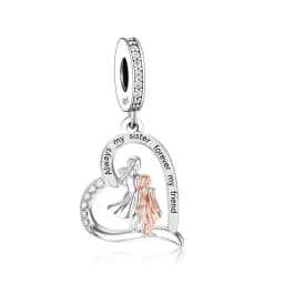 FC Jewelry Fit Original Charm Bracelet 925 Silver Always My Sister Forever My Friends Bead For Making Women Birthday Berloque