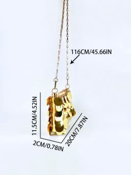 Trendy and cool gold glitter chain, women's fashionable and simple texture, horizontal square bag, personalized bag