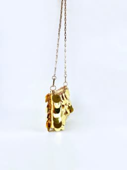 Trendy and cool gold glitter chain, women's fashionable and simple texture, horizontal square bag, personalized bag