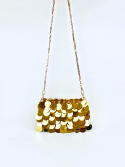 Trendy and cool gold glitter chain, women's fashionable and simple texture, horizontal square bag, personalized bag