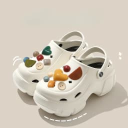 New Sandal Slippers DIY Women Mules Summer Cute Cartoon Clogs Beach Sandals Cave Hole Female Garden Shoe For Students Girls