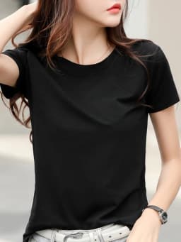2026 Summer Short Sleeve O-Neck Cotton Pink T-Shirt Women Solid Color Elegant Tshirts Lady Slim Soft Casual Fashion Tops