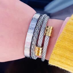 3pcs Luxury Stainless Steel Man Bracelet Set Roman Number Bangles Women Jewelry Couple Gift