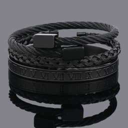 3pcs Luxury Stainless Steel Man Bracelet Set Roman Number Bangles Women Jewelry Couple Gift