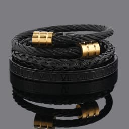 3pcs Luxury Stainless Steel Man Bracelet Set Roman Number Bangles Women Jewelry Couple Gift