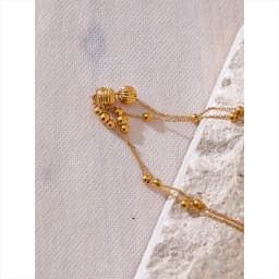 Yhpup Statement Stainless Steel Vintage Beads Chain Handmade Sweater Necklace Trendy Golden 18K Gold Plated Fashion Jewelry New