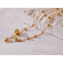 Yhpup Statement Stainless Steel Vintage Beads Chain Handmade Sweater Necklace Trendy Golden 18K Gold Plated Fashion Jewelry New