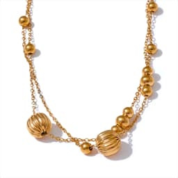 Yhpup Statement Stainless Steel Vintage Beads Chain Handmade Sweater Necklace Trendy Golden 18K Gold Plated Fashion Jewelry New