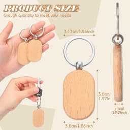 100Pcs Blank Wooden Key Tag Key Chain Rectangle Wood