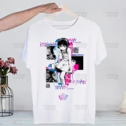 Serial Experiments Lain T Shirt Men Shirts Quality Summer Japan Anime Iwakura Manga Top Tshirts Short Sleeves Tees T-Shirt