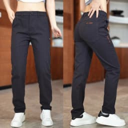 High Quality Brand Mens Mid-Waist Casual Pants Fashion Stretch Straight Comfort Trousers Four Seasons All-Match Men Pants
