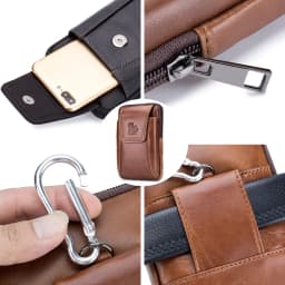 Top Layer Cowhide Men's Belt Bag for Casual Outdoor Mobile Phone Bag, Genuine Leather Waist Bag