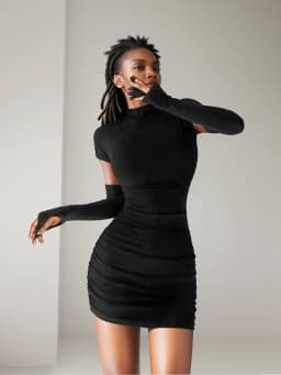 Women's Tight Hip Wrap Mini Dress with Sleeves Spicy Girls Slim Dresses Bodycon Party Clothing Sexy Summer