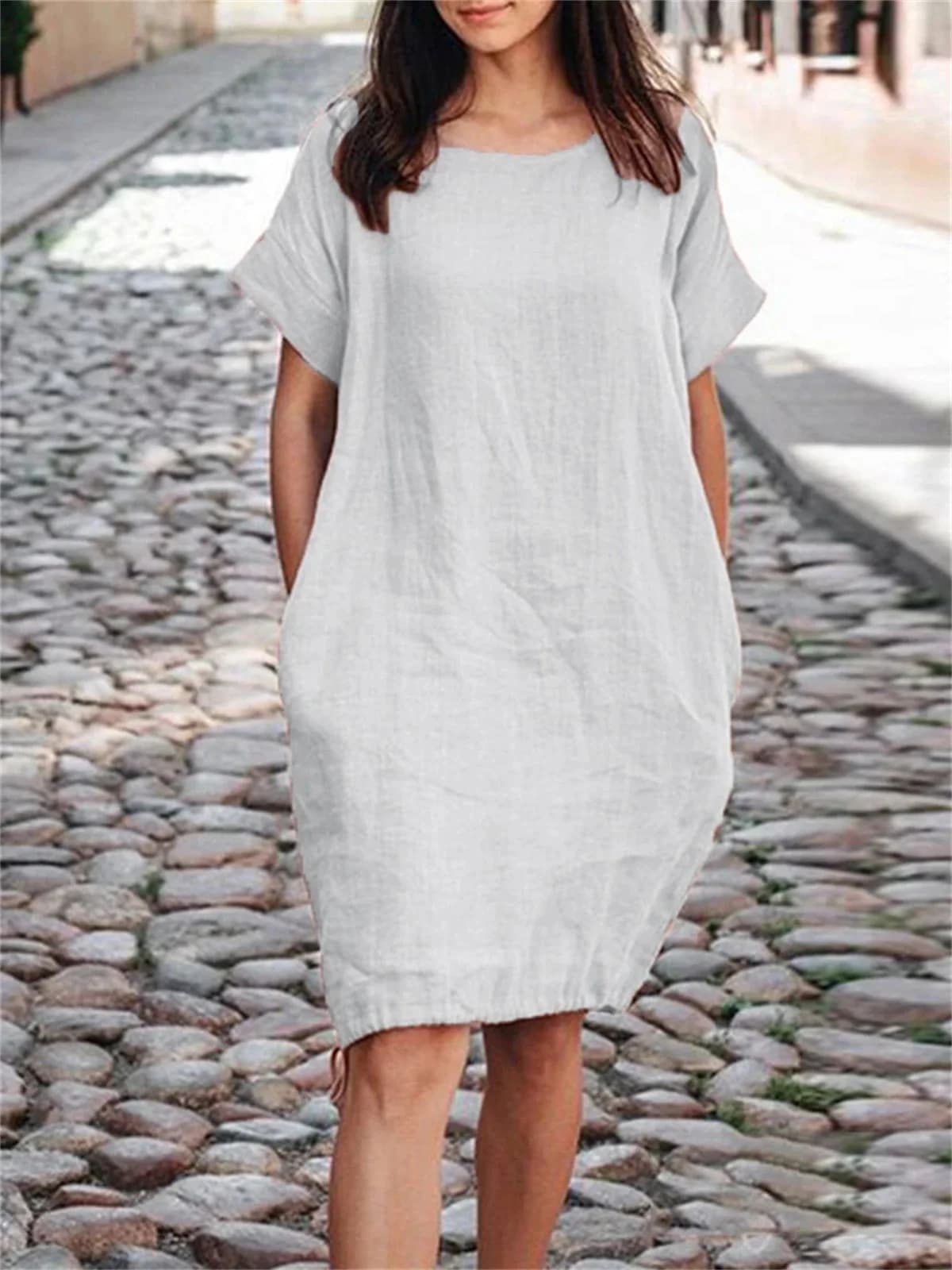 Women's loose fitting short sleeved summer plus size dress Fashion Streetwear Oversized O-Neck Woman Camisole