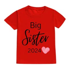 Big Sister Letter Printed Child Girls T-shirts Casual Loose Comfort Kid Tee Tops Short Sleeve Toddler Spring&Summer Kid Clothes
