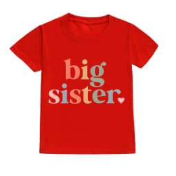 Big Sister Letter Printed Child Girls T-shirts Casual Loose Comfort Kid Tee Tops Short Sleeve Toddler Spring&Summer Kid Clothes