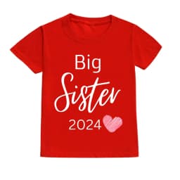 Big Sister Letter Printed Child Girls T-shirts Casual Loose Comfort Kid Tee Tops Short Sleeve Toddler Spring&Summer Kid Clothes