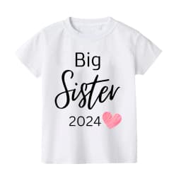 Big Sister Letter Printed Child Girls T-shirts Casual Loose Comfort Kid Tee Tops Short Sleeve Toddler Spring&Summer Kid Clothes