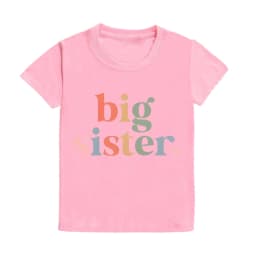 Big Sister Letter Printed Child Girls T-shirts Casual Loose Comfort Kid Tee Tops Short Sleeve Toddler Spring&Summer Kid Clothes