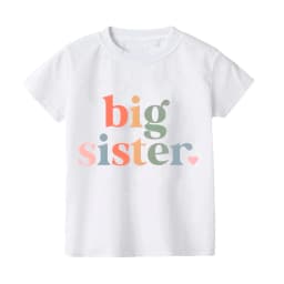 Big Sister Letter Printed Child Girls T-shirts Casual Loose Comfort Kid Tee Tops Short Sleeve Toddler Spring&Summer Kid Clothes