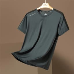 Couple quick drying and sweat absorbing ice silk short sleeved T-shirt with breathable color blocking mesh sweatshirt trend