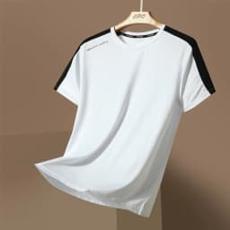 Couple quick drying and sweat absorbing ice silk short sleeved T-shirt with breathable color blocking mesh sweatshirt trend