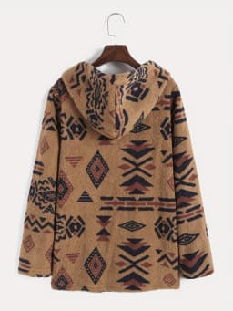 Women's Aztec National Printing Ultra-Fine Austrian Plush Coat Ladies Plush Coat