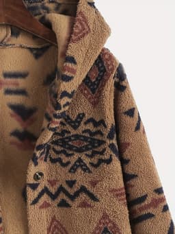 Women's Aztec National Printing Ultra-Fine Austrian Plush Coat Ladies Plush Coat