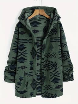 Women's Aztec National Printing Ultra-Fine Austrian Plush Coat Ladies Plush Coat