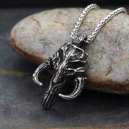 Vintage 316L Stainless Steel Black Mandalorian Pendant Necklaces For Men Gothic Punisher Skull Mask Necklace Biker Jewelry Gifts