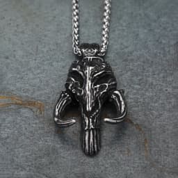 Vintage 316L Stainless Steel Black Mandalorian Pendant Necklaces For Men Gothic Punisher Skull Mask Necklace Biker Jewelry Gifts