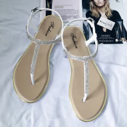 Summer Child Shoes Girl Diamond Inlay Flat Bottom Non-slip Sandals Students Party Open Toe Ceremony Shoes Kid Casual Beach Shoes